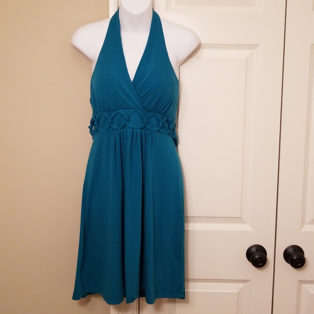 🌼 halter dress in greenish blue